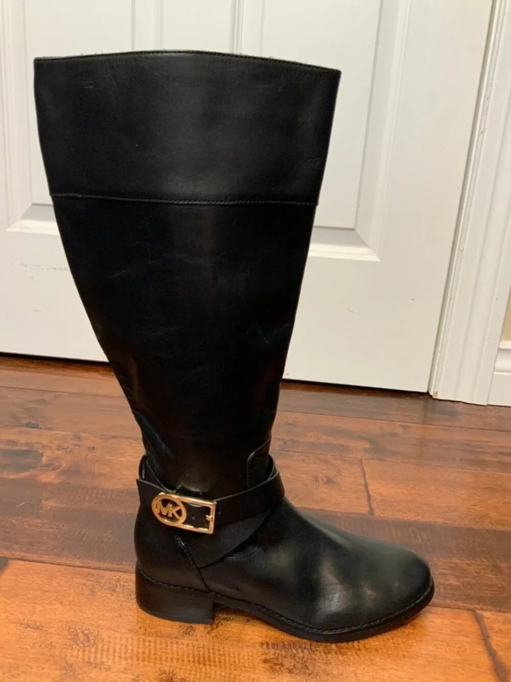 Michael Kors Black Leather Knee High Riding Boots, Size 6